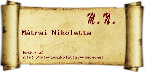 Mátrai Nikoletta névjegykártya
